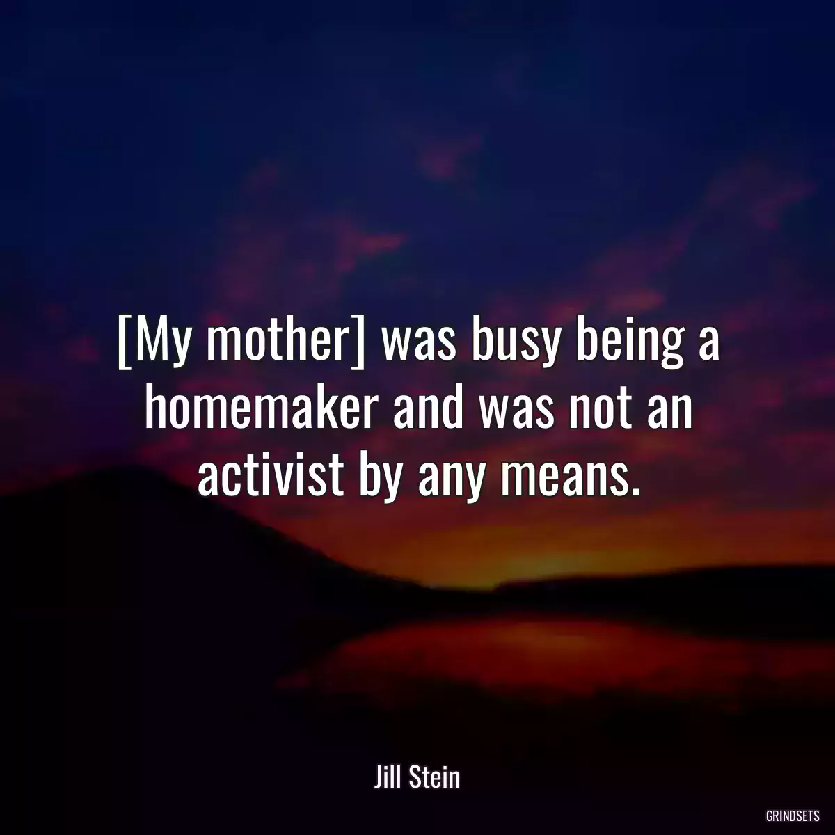 [My mother] was busy being a homemaker and was not an activist by any means.