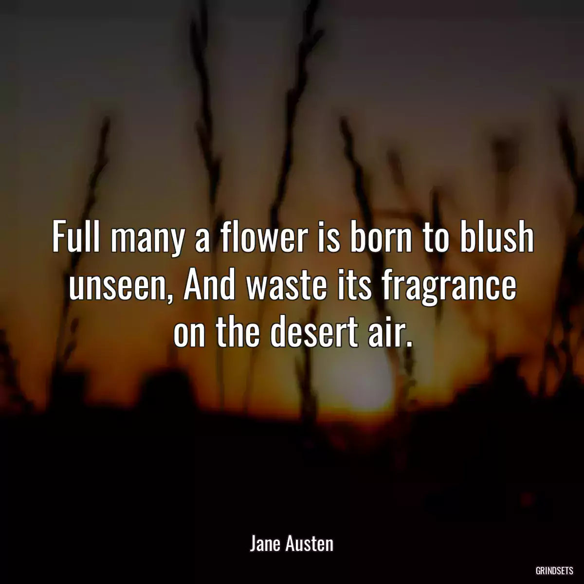 Full many a flower is born to blush unseen, And waste its fragrance on the desert air.