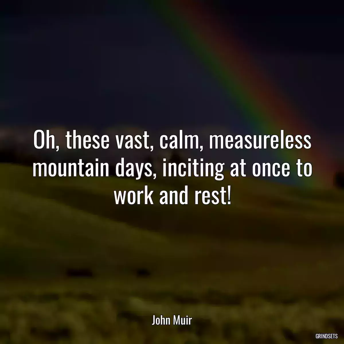 Oh, these vast, calm, measureless mountain days, inciting at once to work and rest!