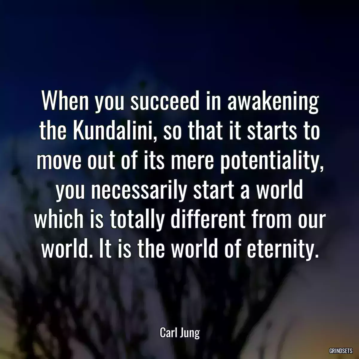 When you succeed in awakening the Kundalini, so that it starts to move out of its mere potentiality, you necessarily start a world which is totally different from our world. It is the world of eternity.