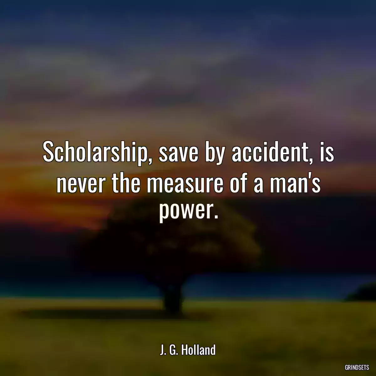 Scholarship, save by accident, is never the measure of a man\'s power.