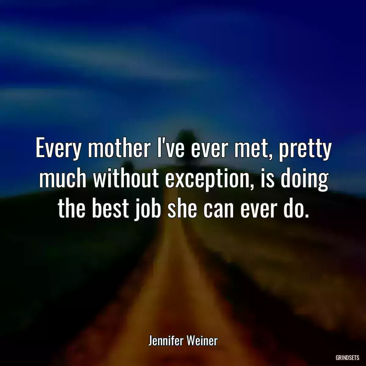 Every mother I\'ve ever met, pretty much without exception, is doing the best job she can ever do.