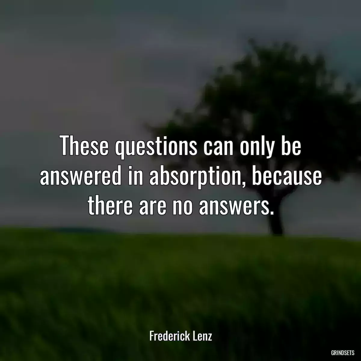 These questions can only be answered in absorption, because there are no answers.