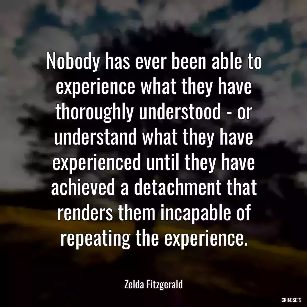 Nobody has ever been able to experience what they have thoroughly understood - or understand what they have experienced until they have achieved a detachment that renders them incapable of repeating the experience.