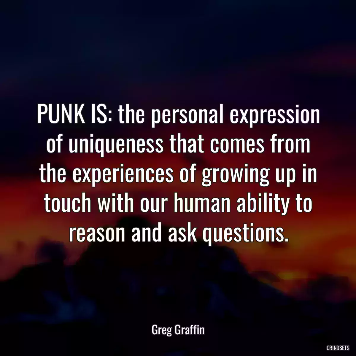 PUNK IS: the personal expression of uniqueness that comes from the experiences of growing up in touch with our human ability to reason and ask questions.