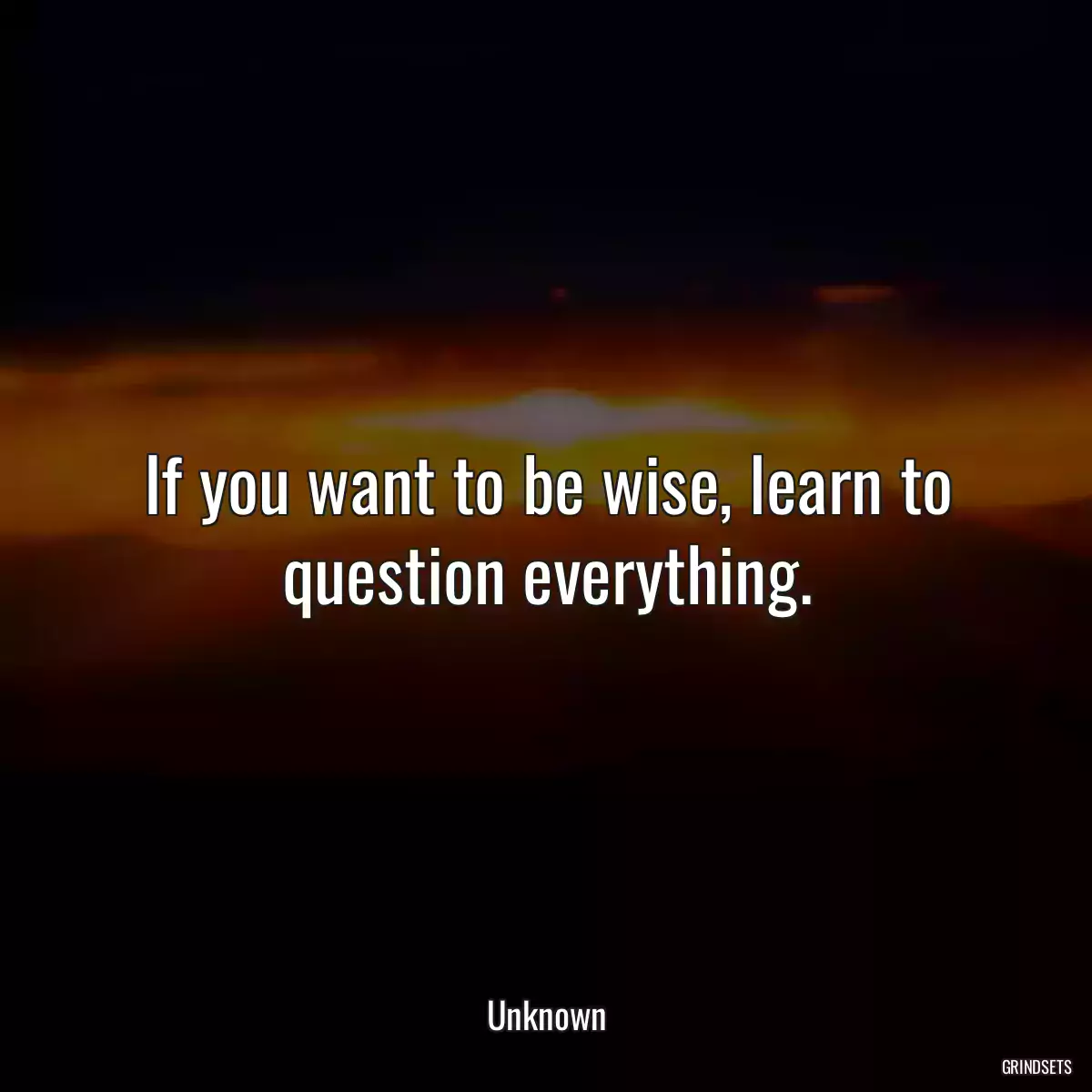 If you want to be wise, learn to question everything.