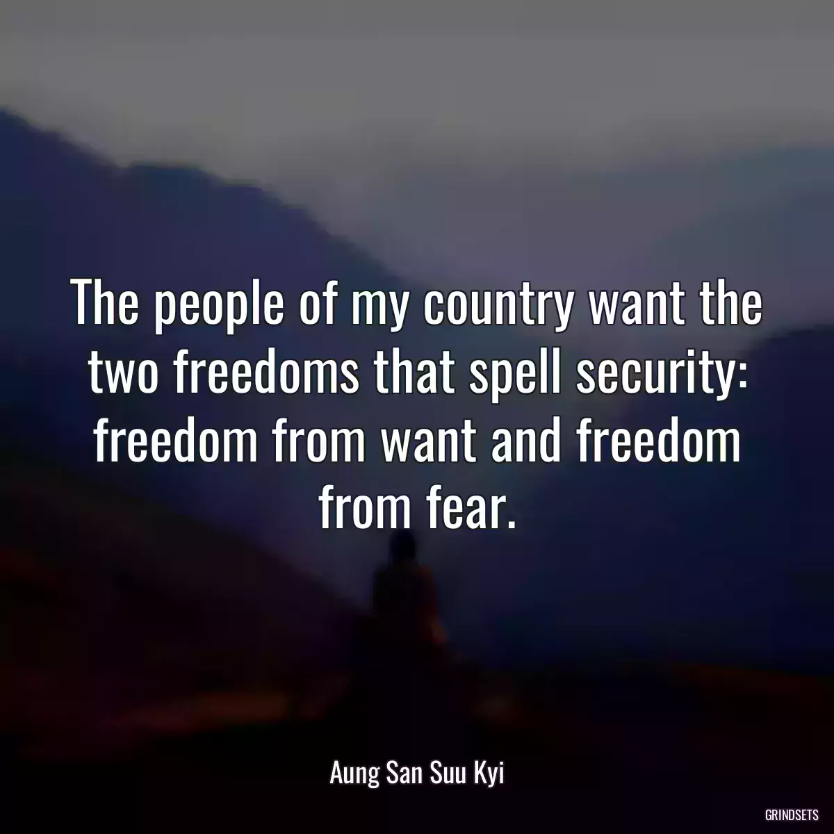 The people of my country want the two freedoms that spell security: freedom from want and freedom from fear.