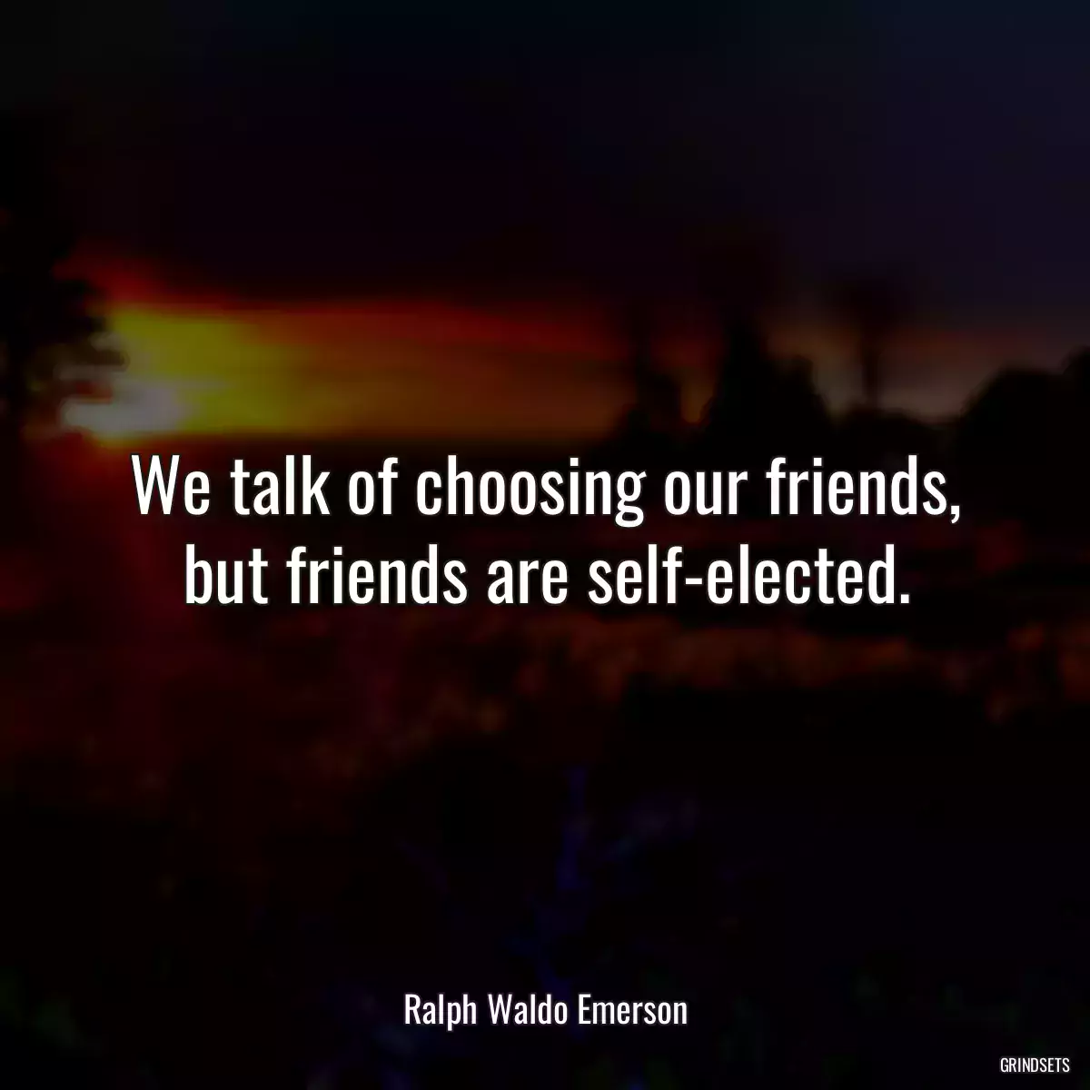 We talk of choosing our friends, but friends are self-elected.