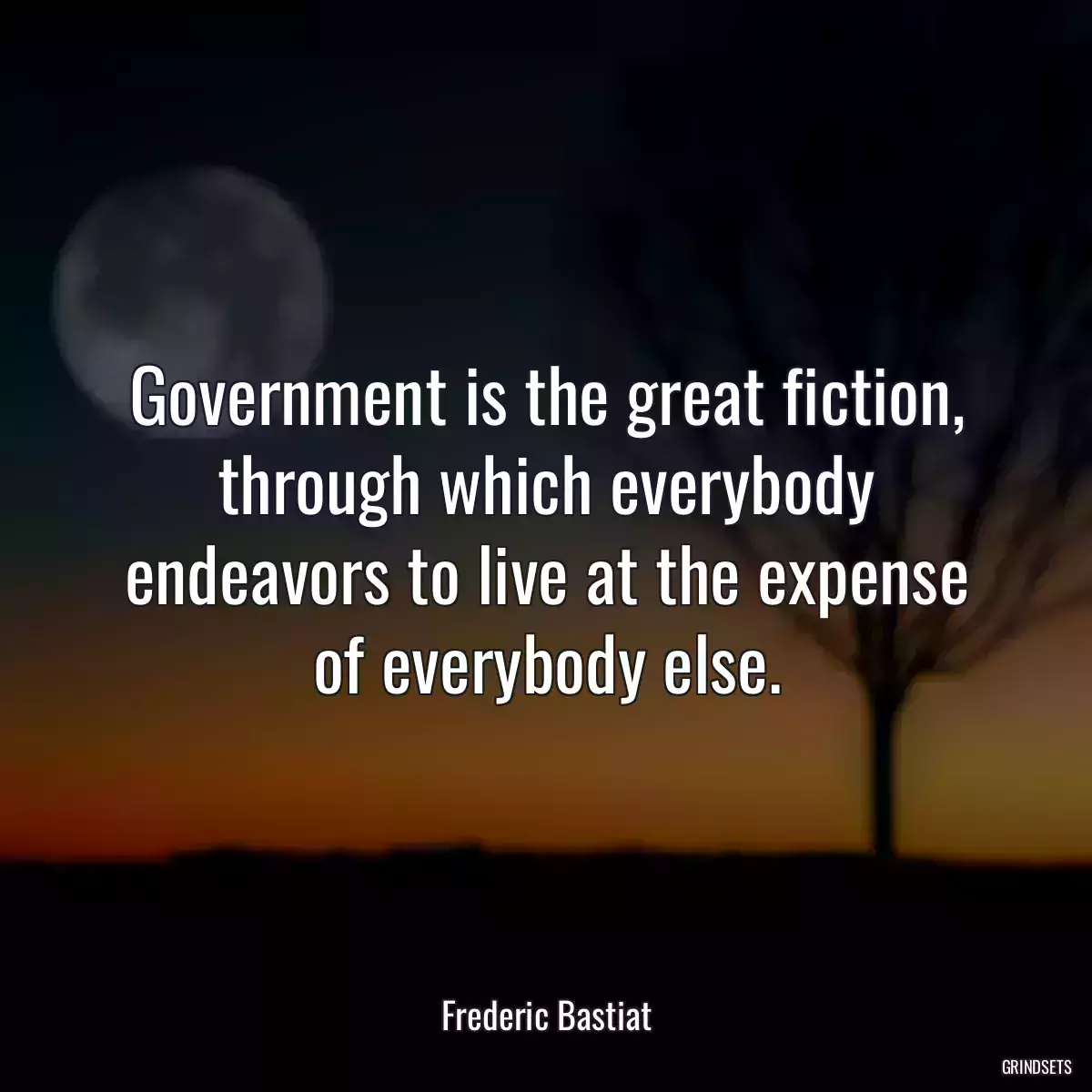 Government is the great fiction, through which everybody endeavors to live at the expense of everybody else.