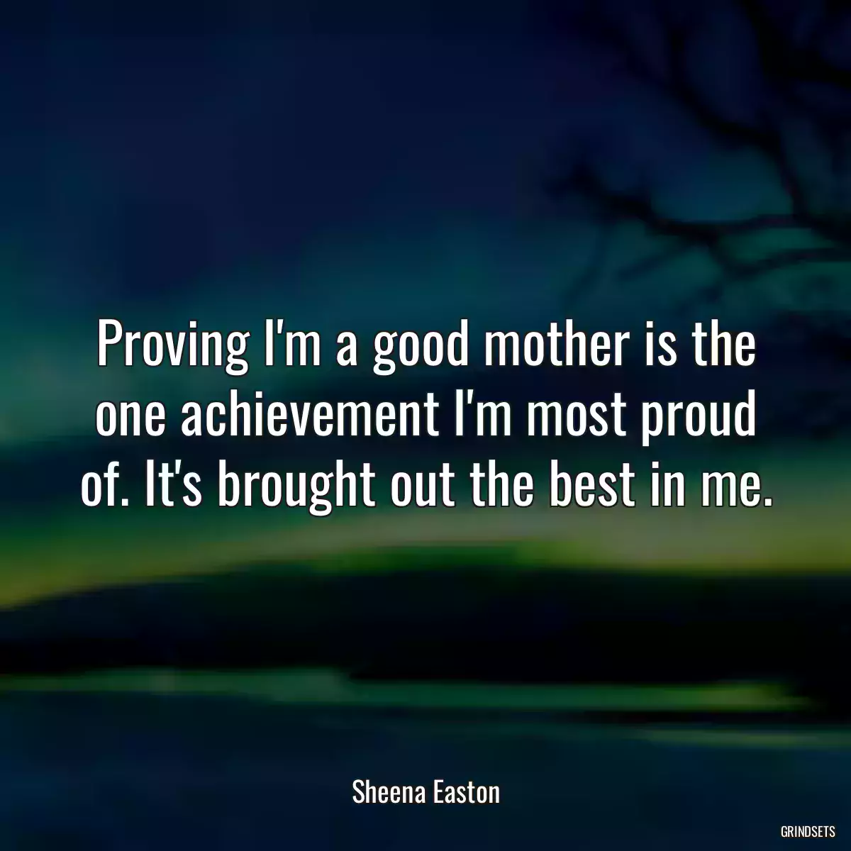 Proving I\'m a good mother is the one achievement I\'m most proud of. It\'s brought out the best in me.