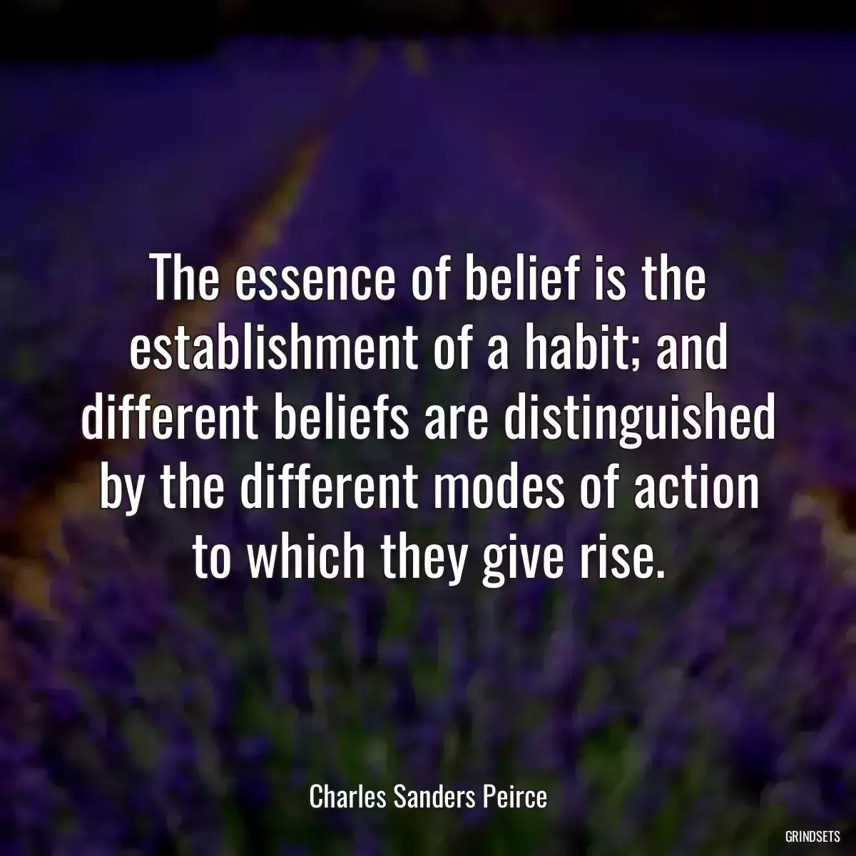 The essence of belief is the establishment of a habit; and different beliefs are distinguished by the different modes of action to which they give rise.