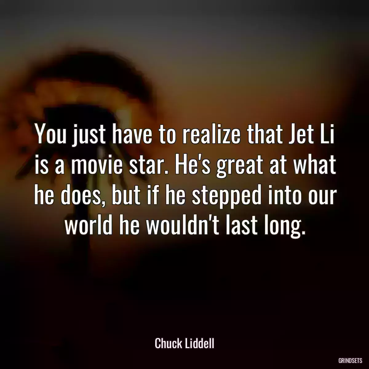 You just have to realize that Jet Li is a movie star. He\'s great at what he does, but if he stepped into our world he wouldn\'t last long.