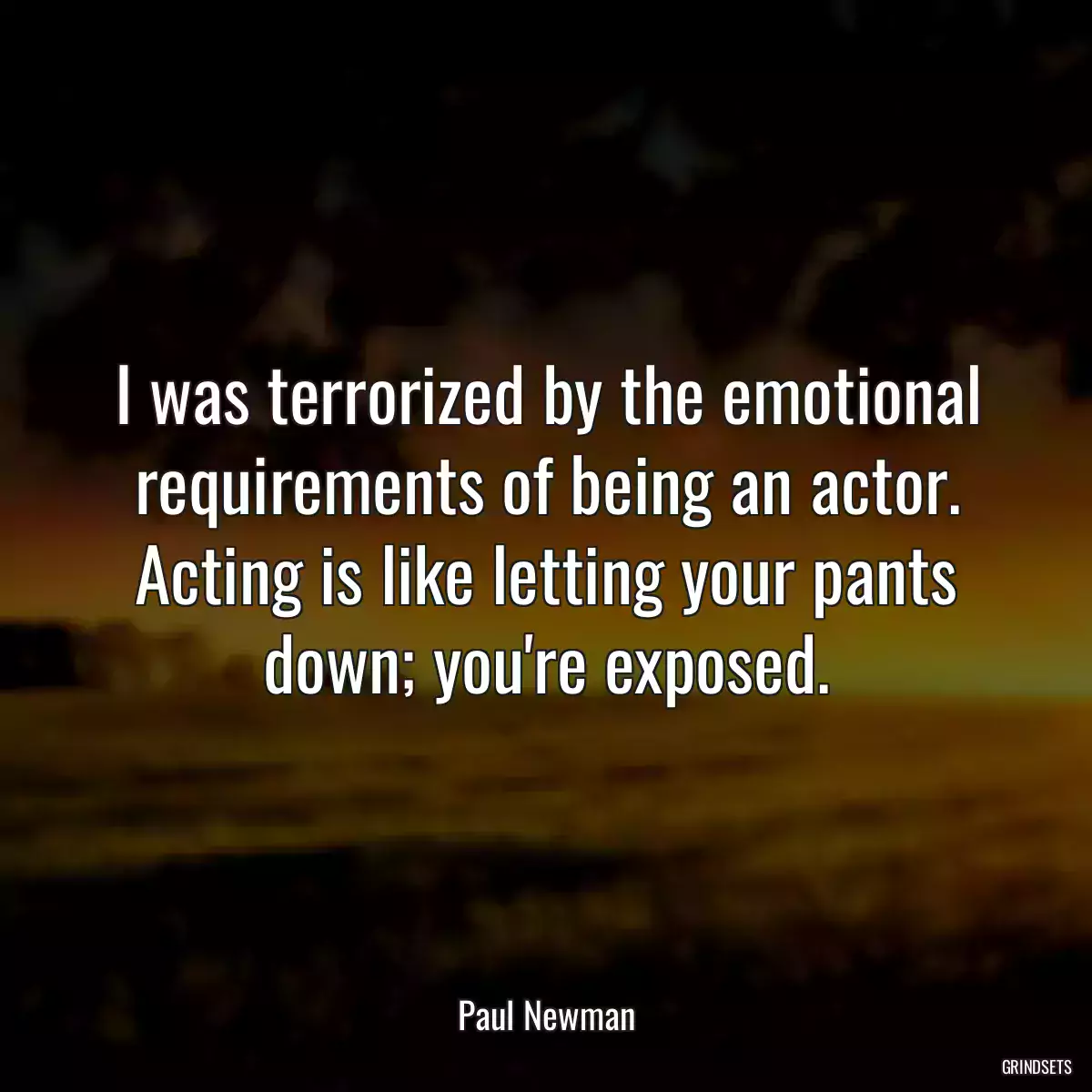 I was terrorized by the emotional requirements of being an actor. Acting is like letting your pants down; you\'re exposed.