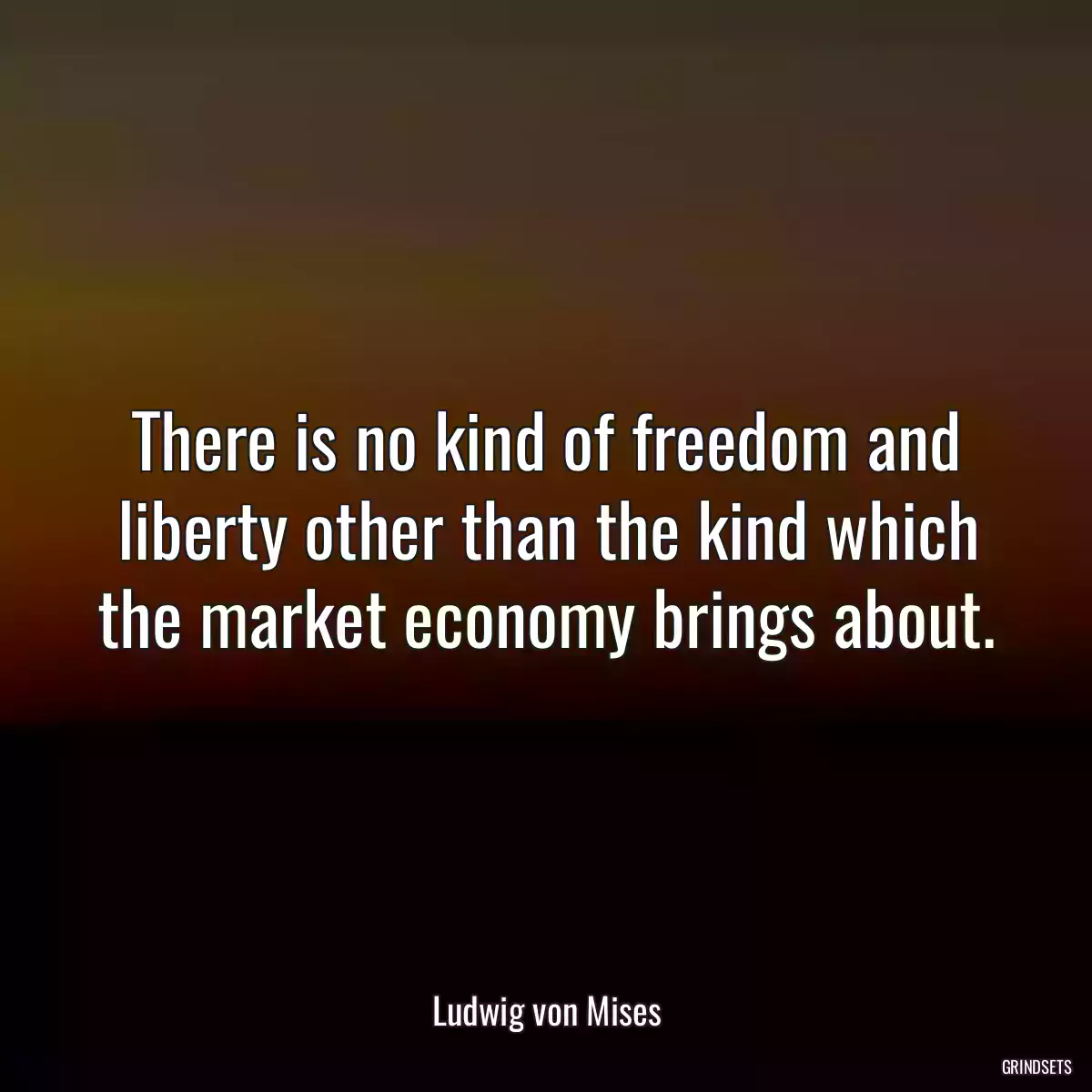 There is no kind of freedom and liberty other than the kind which the market economy brings about.