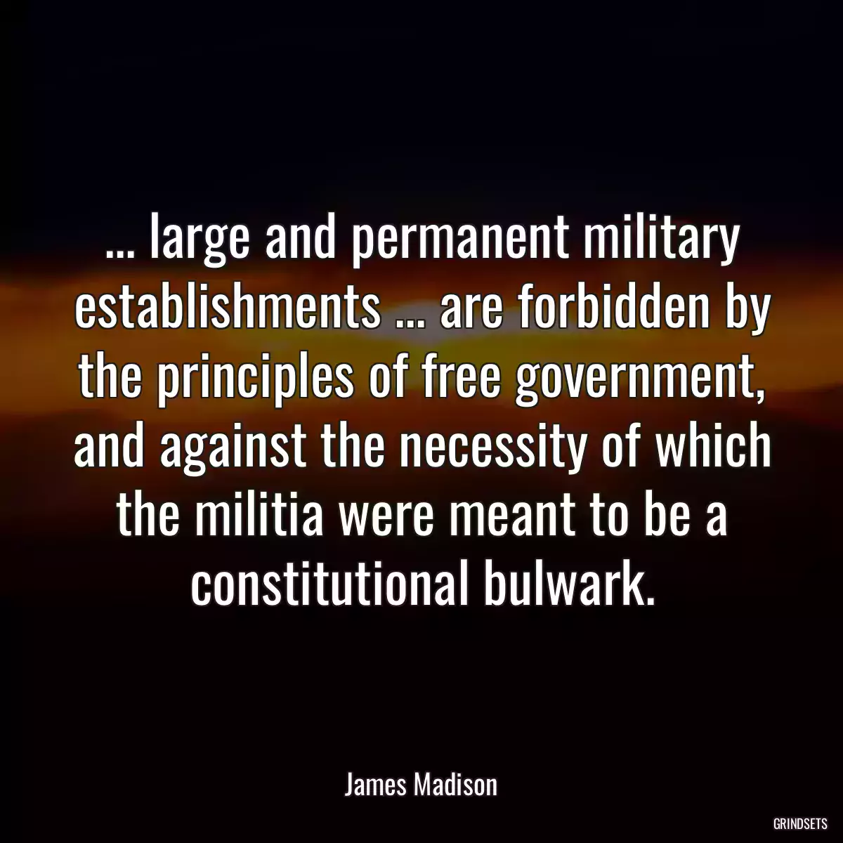 ... large and permanent military establishments ... are forbidden by the principles of free government, and against the necessity of which the militia were meant to be a constitutional bulwark.