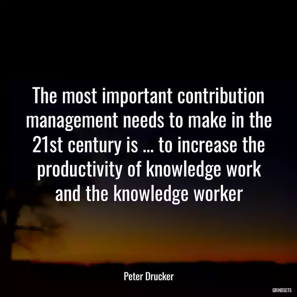 The most important contribution management needs to make in the 21st century is ... to increase the productivity of knowledge work and the knowledge worker