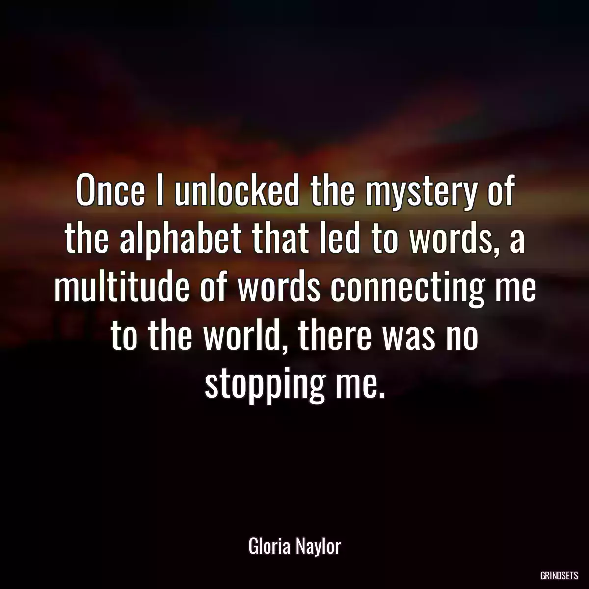 Once I unlocked the mystery of the alphabet that led to words, a multitude of words connecting me to the world, there was no stopping me.