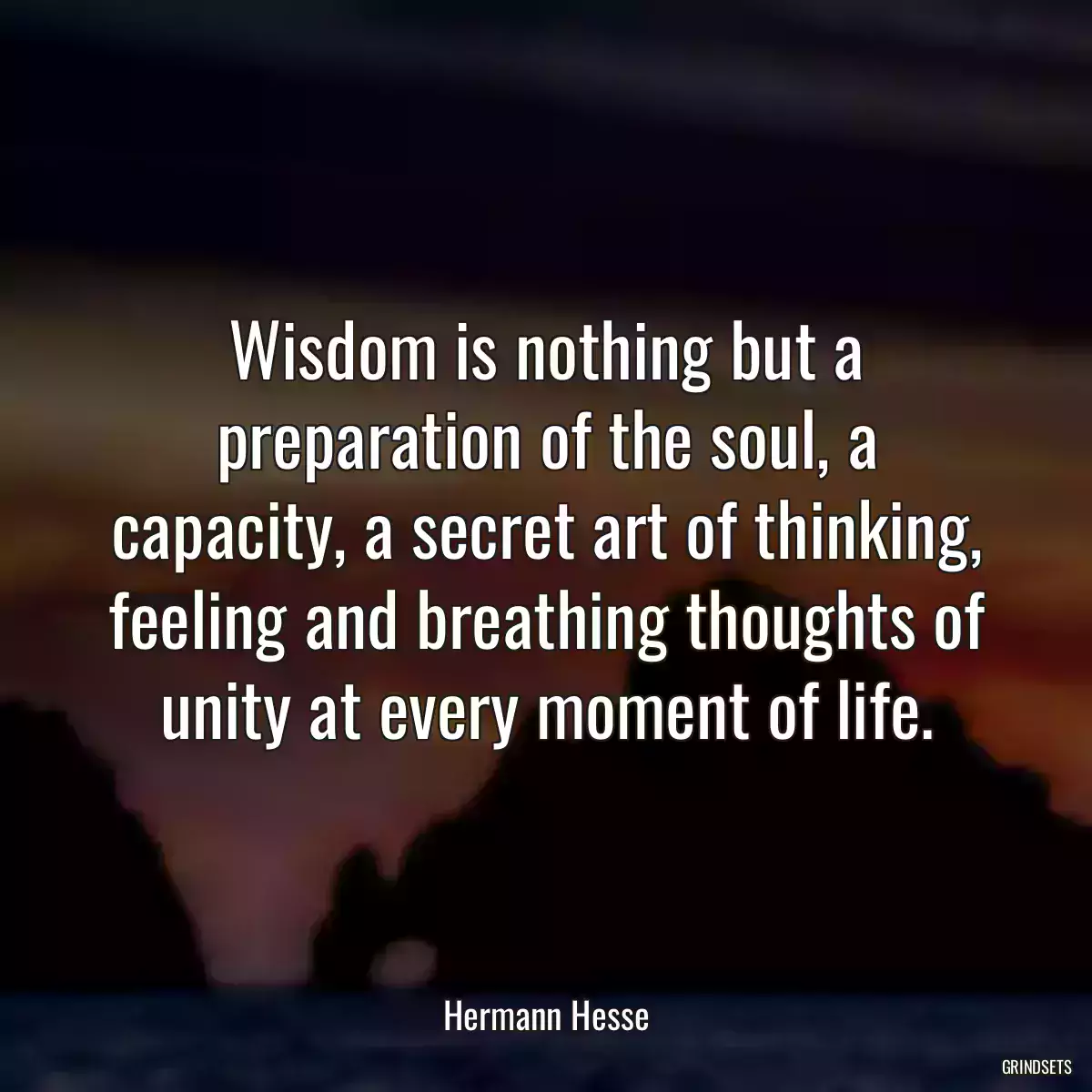 Wisdom is nothing but a preparation of the soul, a capacity, a secret art of thinking, feeling and breathing thoughts of unity at every moment of life.