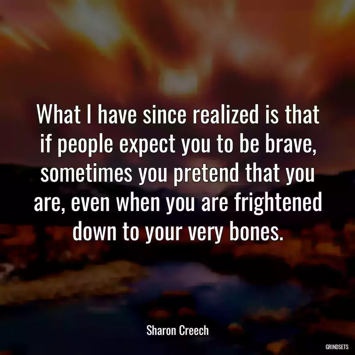 What I have since realized is that if people expect you to be brave, sometimes you pretend that you are, even when you are frightened down to your very bones.