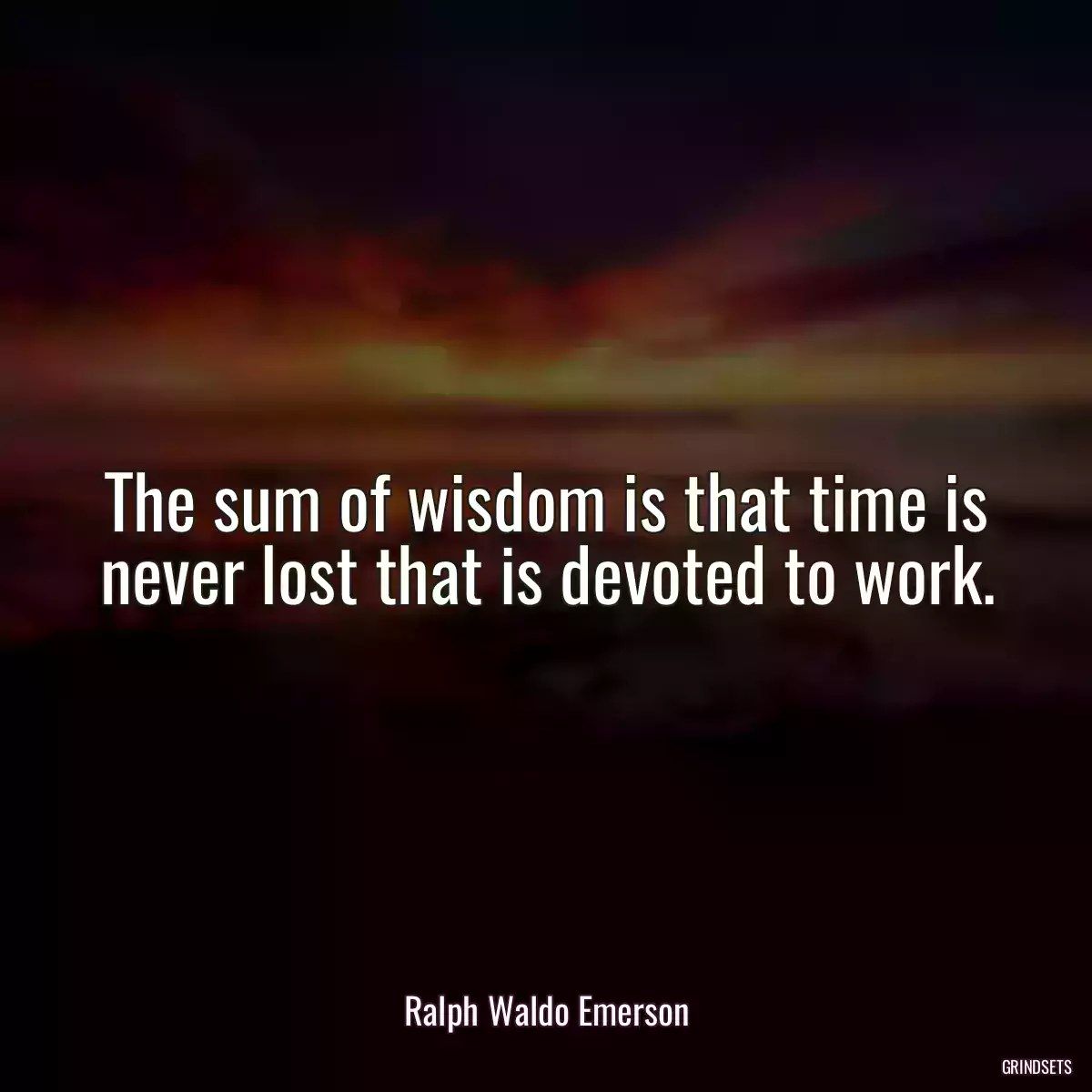 The sum of wisdom is that time is never lost that is devoted to work.