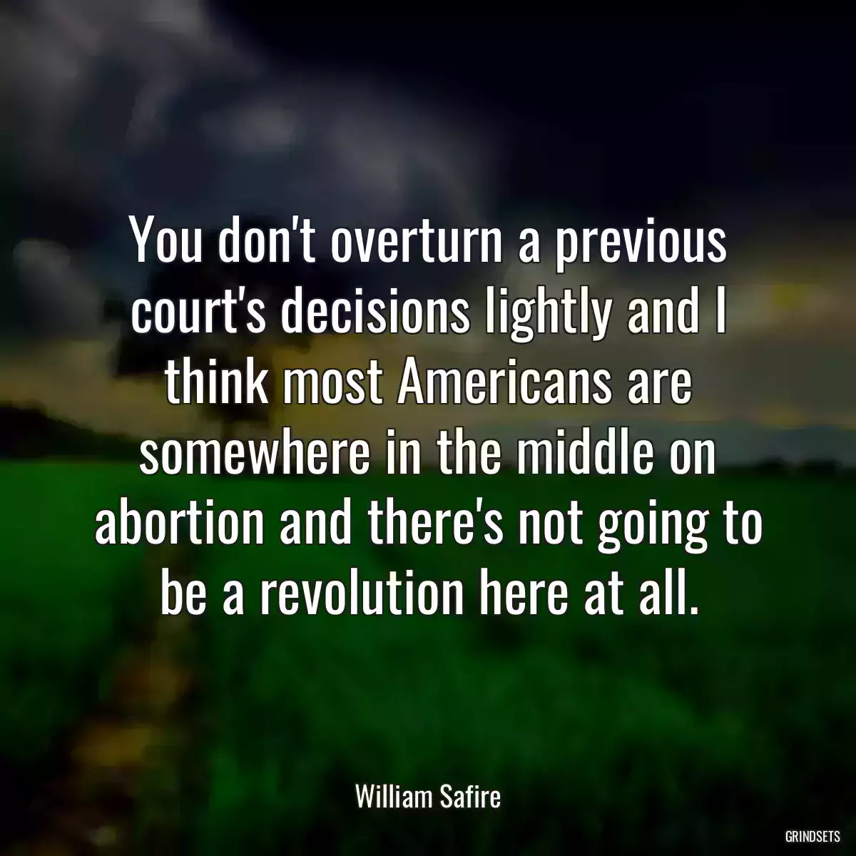 You don\'t overturn a previous court\'s decisions lightly and I think most Americans are somewhere in the middle on abortion and there\'s not going to be a revolution here at all.