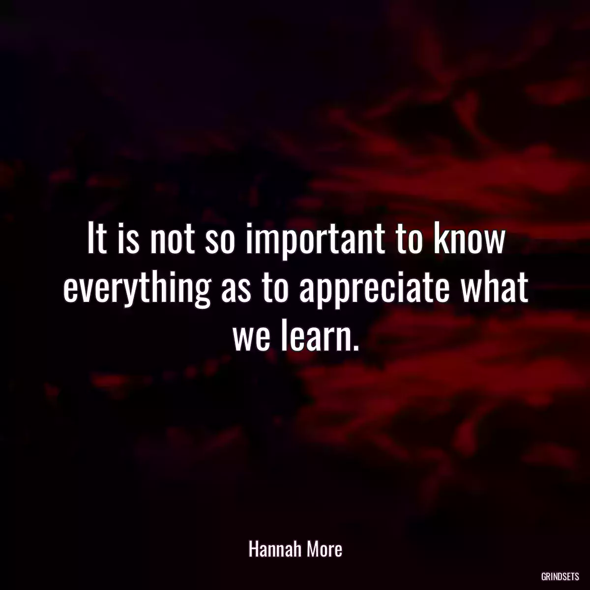 It is not so important to know everything as to appreciate what we learn.