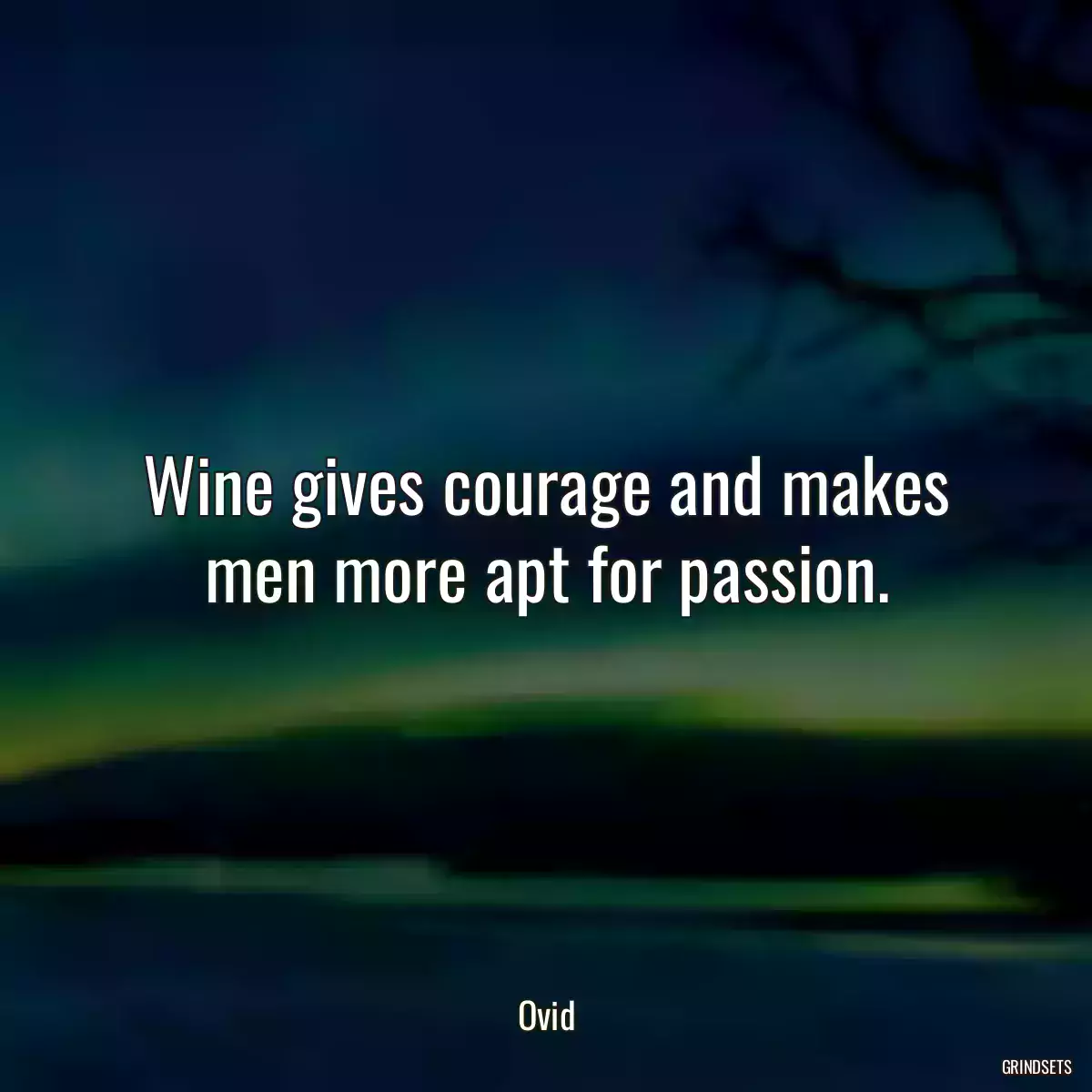 Wine gives courage and makes men more apt for passion.