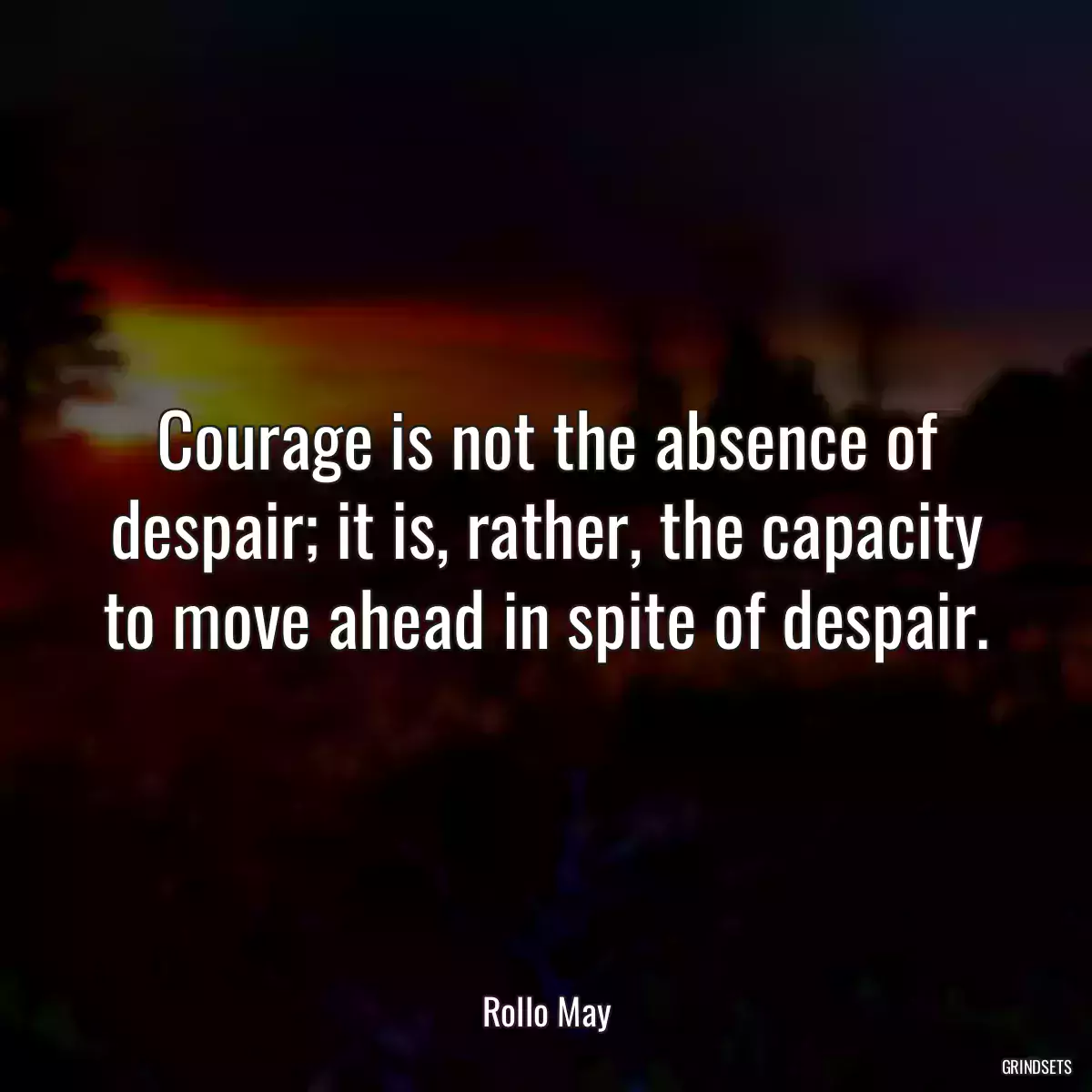 Courage is not the absence of despair; it is, rather, the capacity to move ahead in spite of despair.