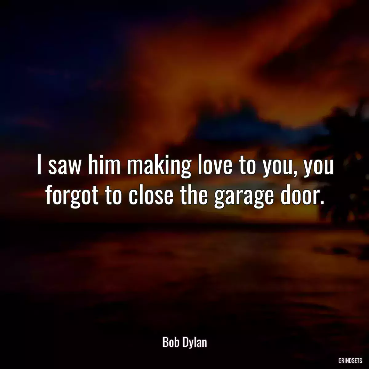 I saw him making love to you, you forgot to close the garage door.