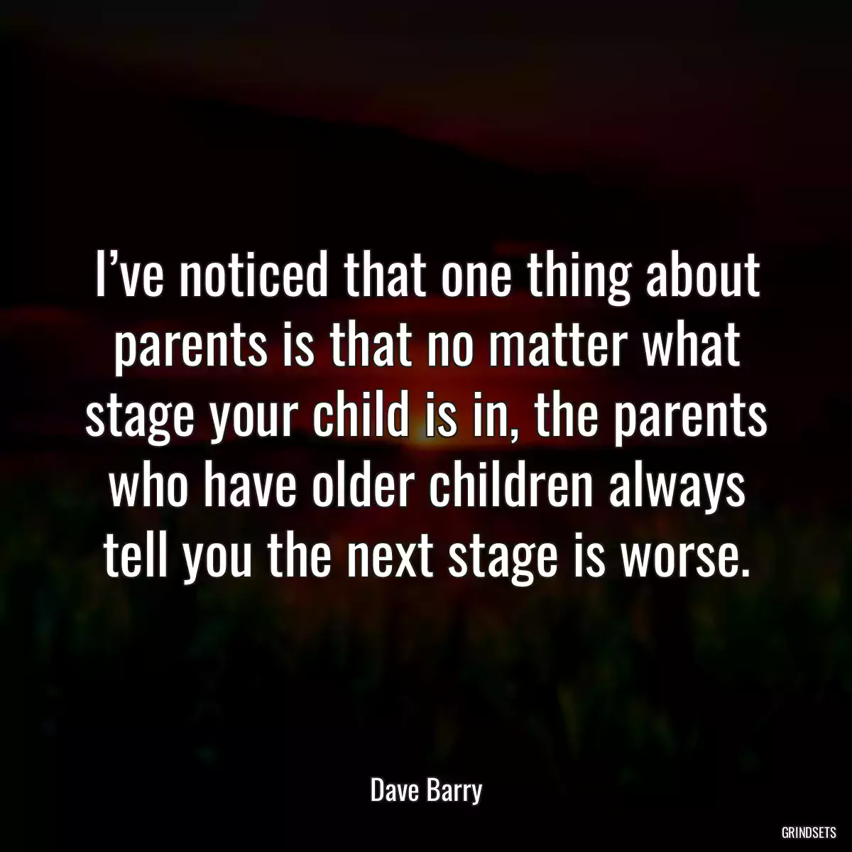 I’ve noticed that one thing about parents is that no matter what stage your child is in, the parents who have older children always tell you the next stage is worse.