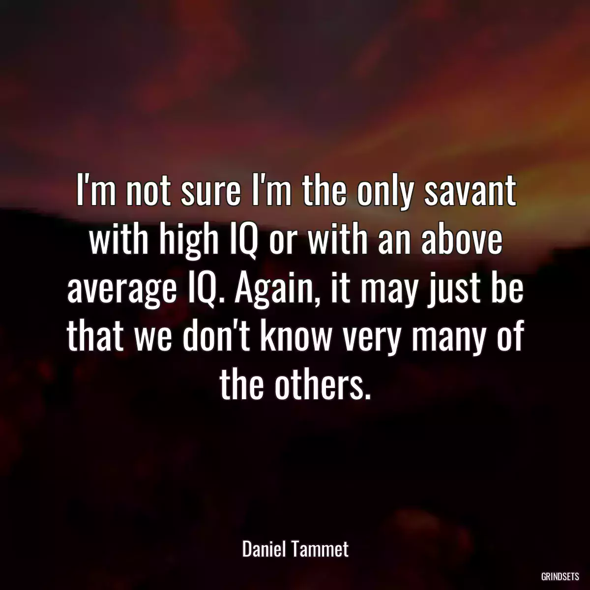 I\'m not sure I\'m the only savant with high IQ or with an above average IQ. Again, it may just be that we don\'t know very many of the others.