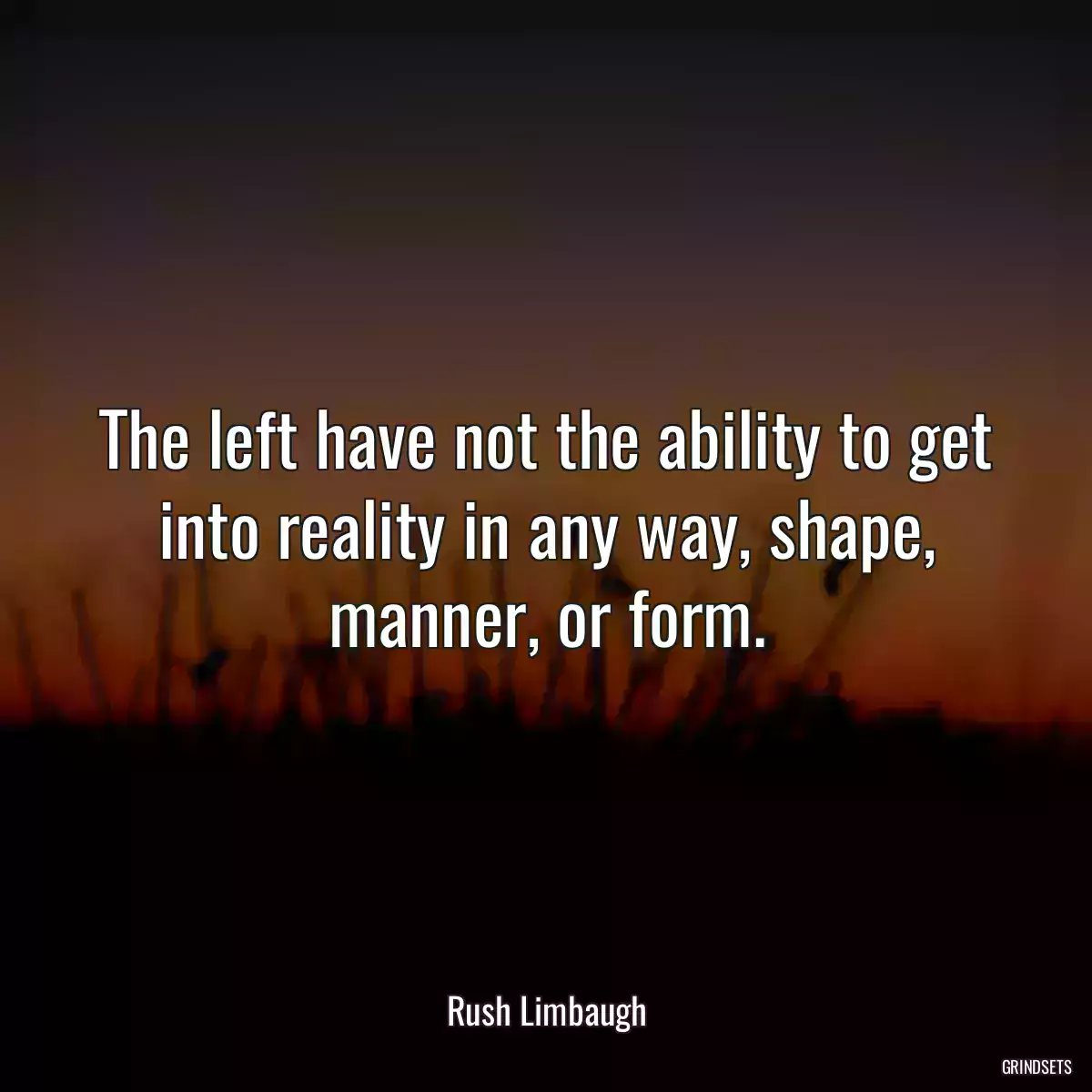 The left have not the ability to get into reality in any way, shape, manner, or form.