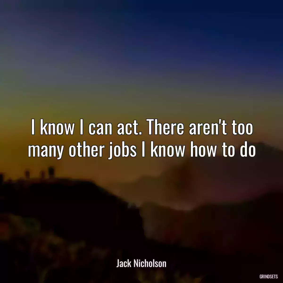 I know I can act. There aren\'t too many other jobs I know how to do