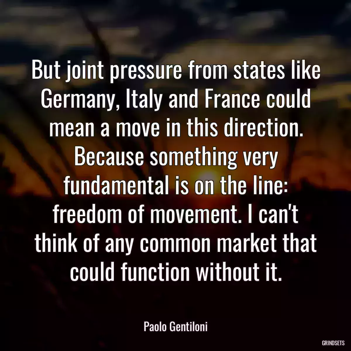 But joint pressure from states like Germany, Italy and France could mean a move in this direction. Because something very fundamental is on the line: freedom of movement. I can\'t think of any common market that could function without it.