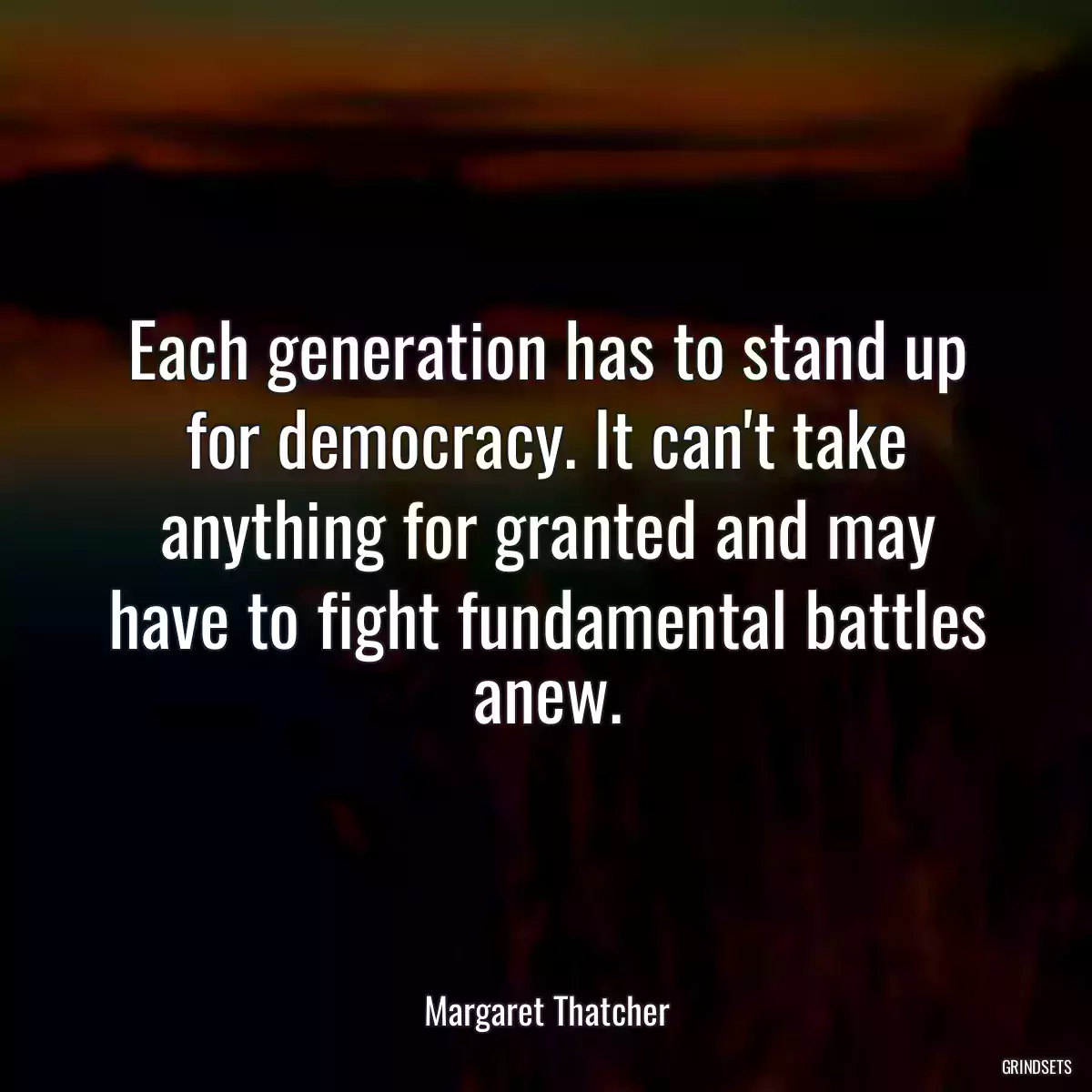 Each generation has to stand up for democracy. It can\'t take anything for granted and may have to fight fundamental battles anew.