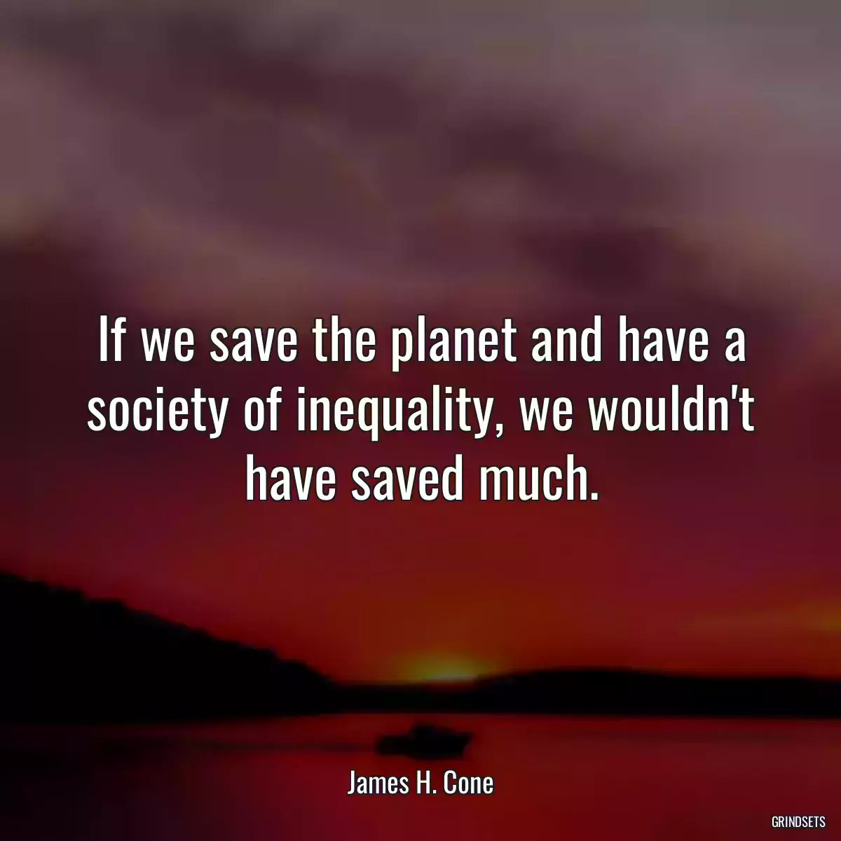 If we save the planet and have a society of inequality, we wouldn\'t have saved much.