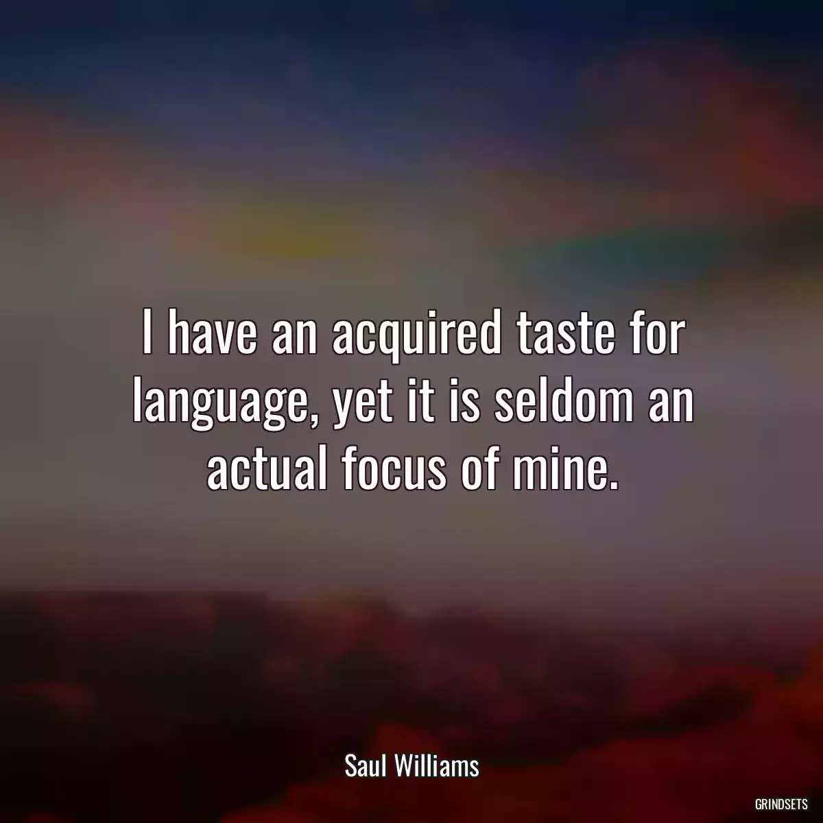 I have an acquired taste for language, yet it is seldom an actual focus of mine.