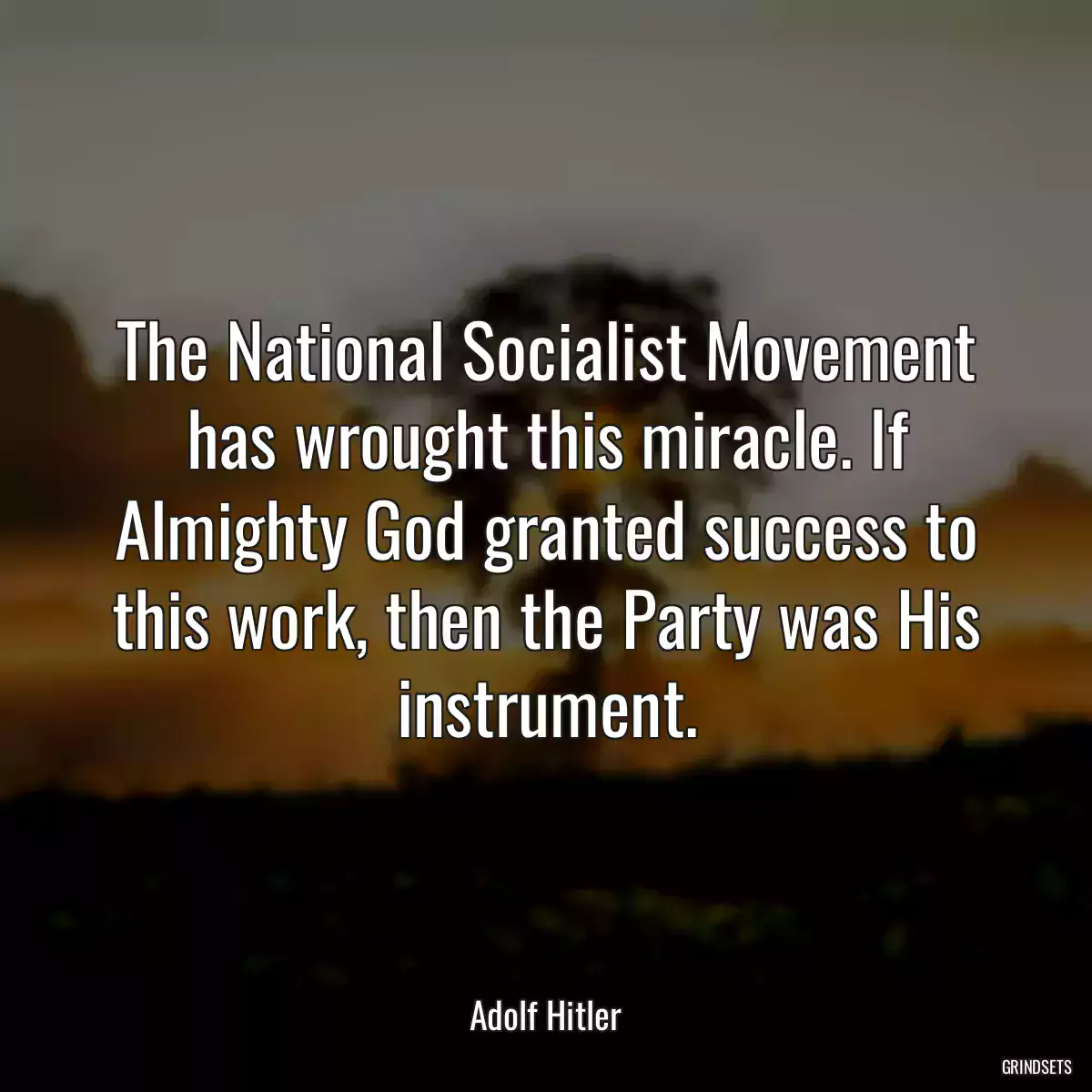 The National Socialist Movement has wrought this miracle. If Almighty God granted success to this work, then the Party was His instrument.