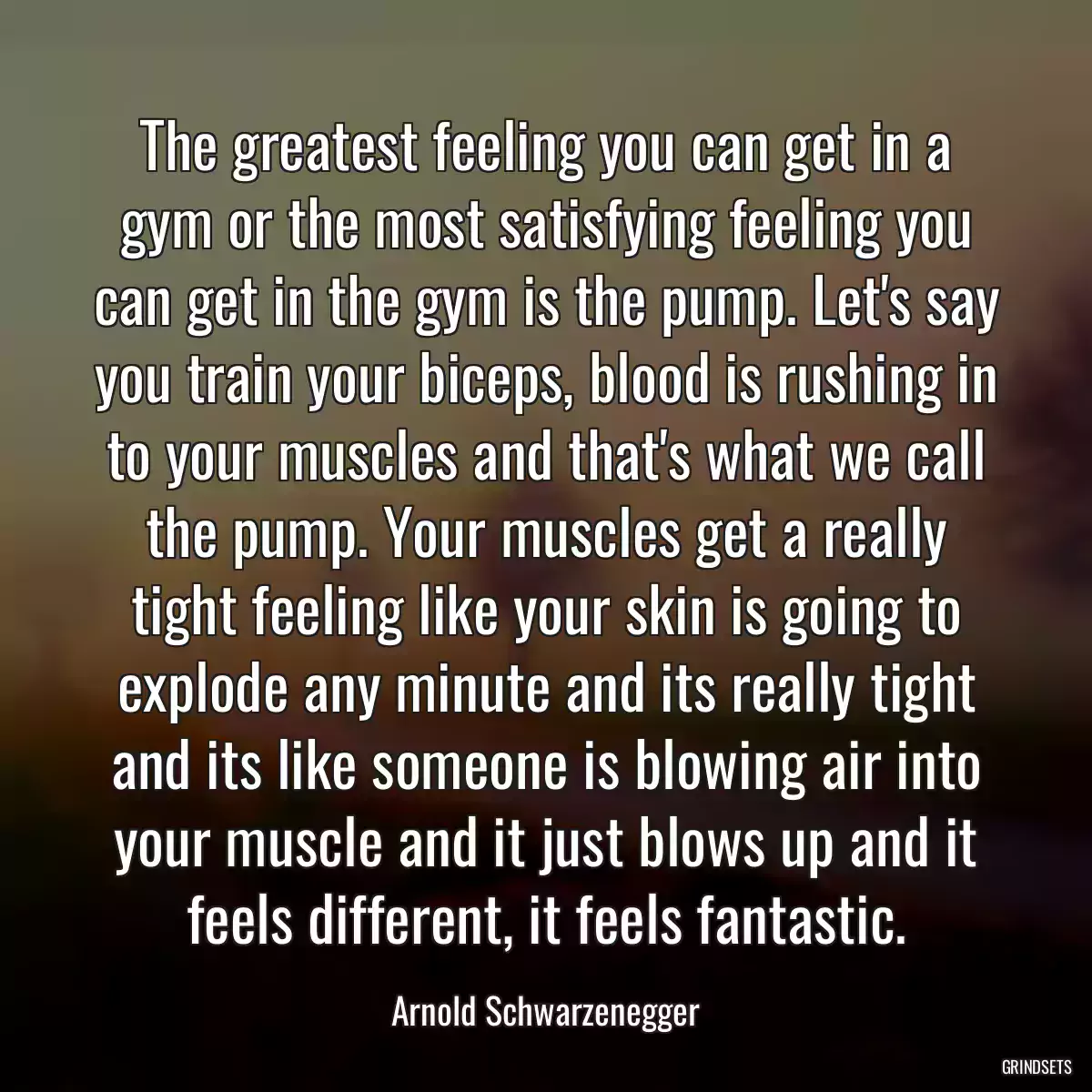 The greatest feeling you can get in a gym or the most satisfying feeling you can get in the gym is the pump. Let\'s say you train your biceps, blood is rushing in to your muscles and that\'s what we call the pump. Your muscles get a really tight feeling like your skin is going to explode any minute and its really tight and its like someone is blowing air into your muscle and it just blows up and it feels different, it feels fantastic.