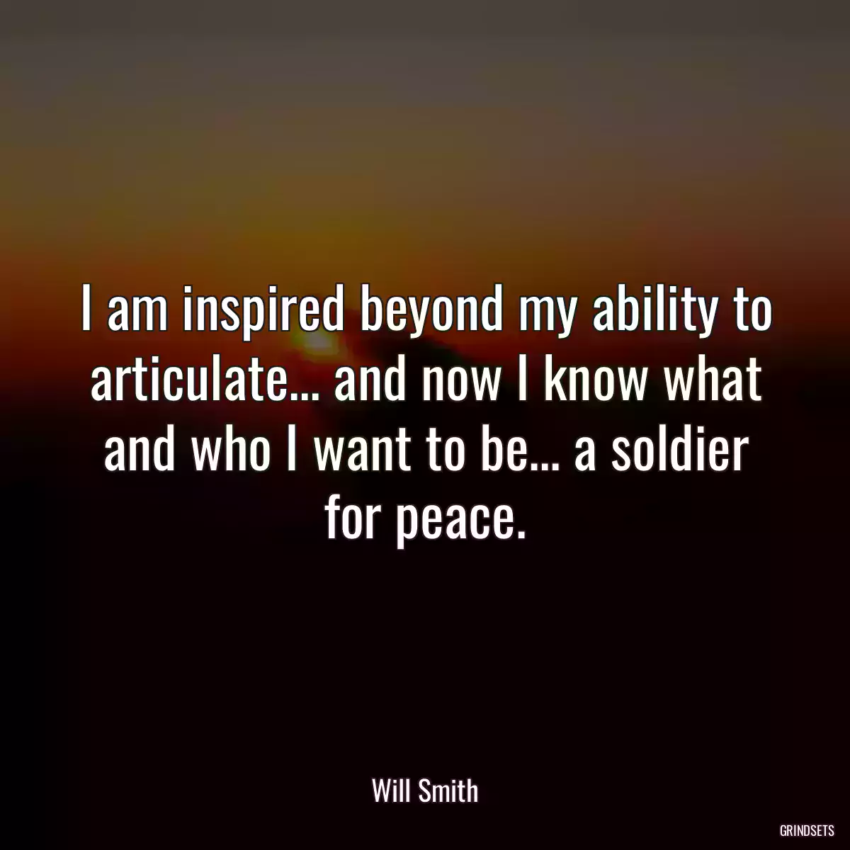 I am inspired beyond my ability to articulate... and now I know what and who I want to be... a soldier for peace.
