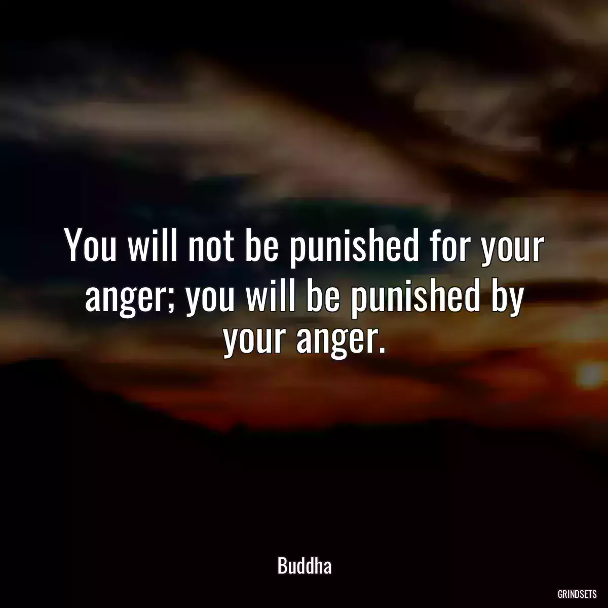 You will not be punished for your anger; you will be punished by your anger.