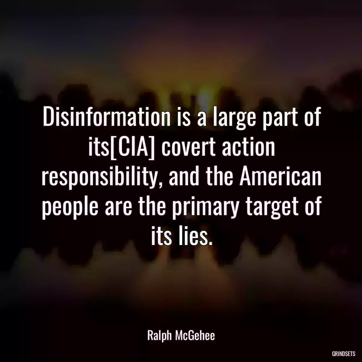 Disinformation is a large part of its[CIA] covert action responsibility, and the American people are the primary target of its lies.