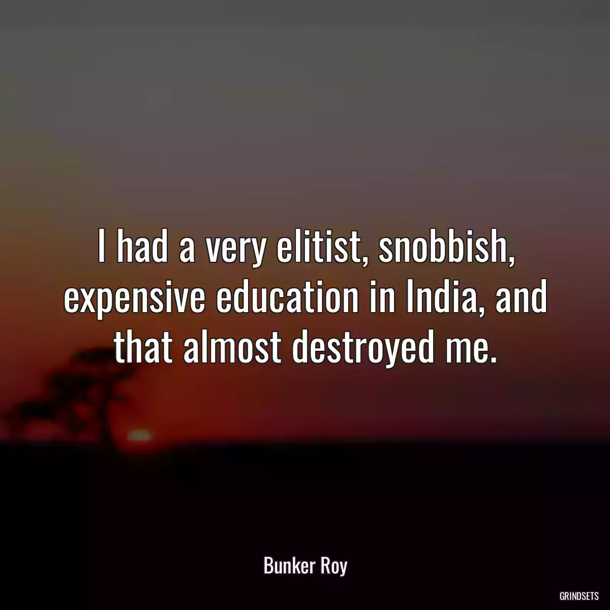 I had a very elitist, snobbish, expensive education in India, and that almost destroyed me.