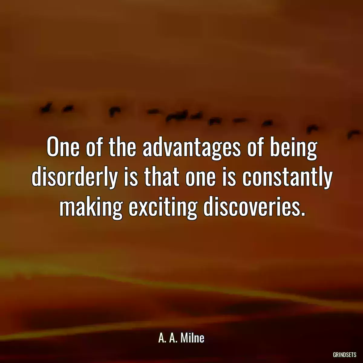 One of the advantages of being disorderly is that one is constantly making exciting discoveries.