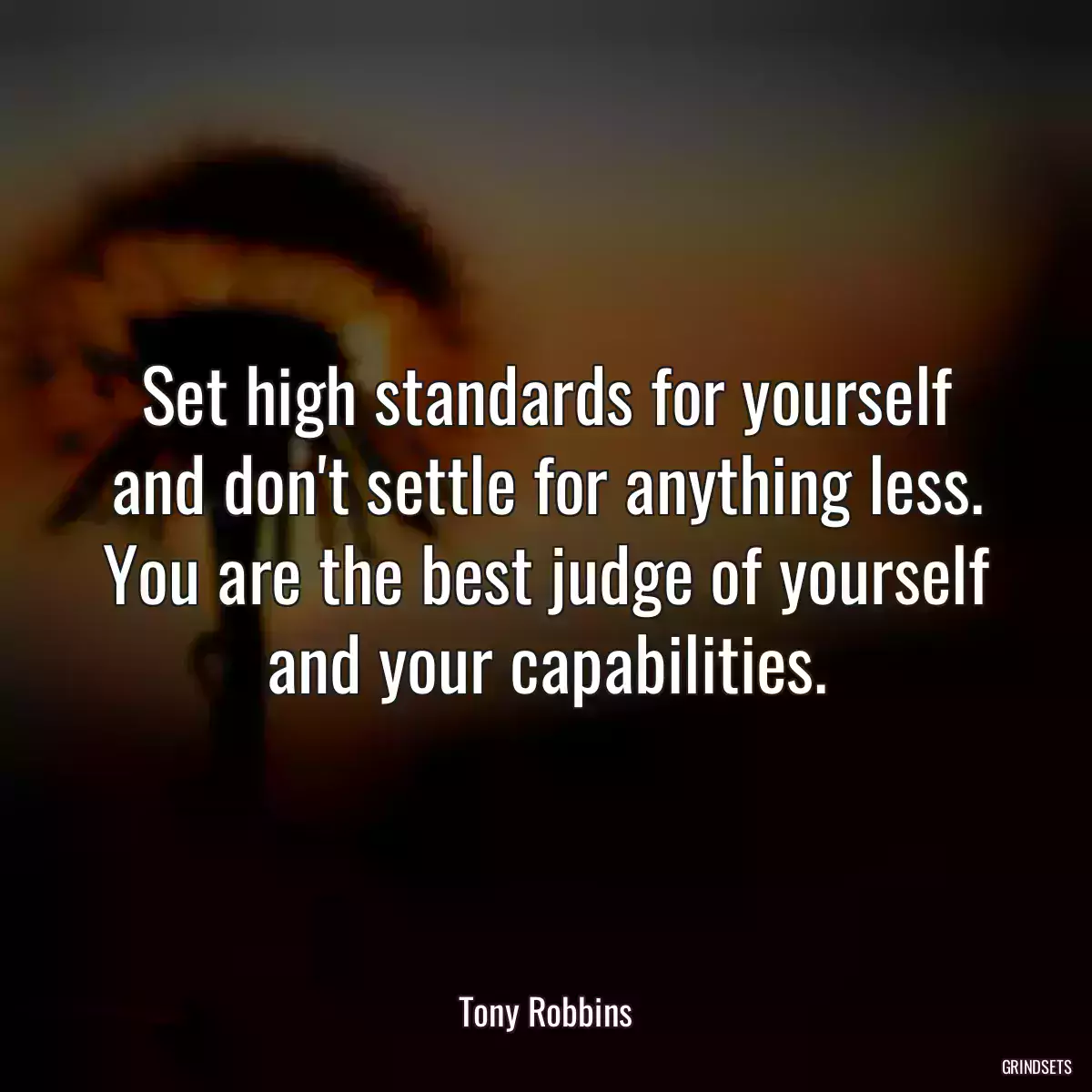 Set high standards for yourself and don\'t settle for anything less. You are the best judge of yourself and your capabilities.