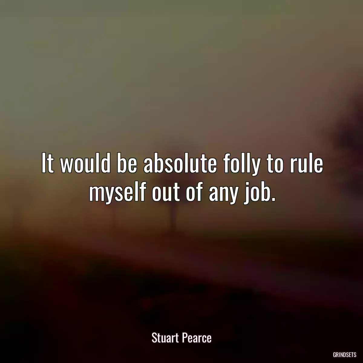 It would be absolute folly to rule myself out of any job.