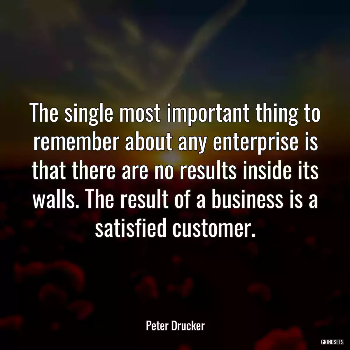 The single most important thing to remember about any enterprise is that there are no results inside its walls. The result of a business is a satisfied customer.