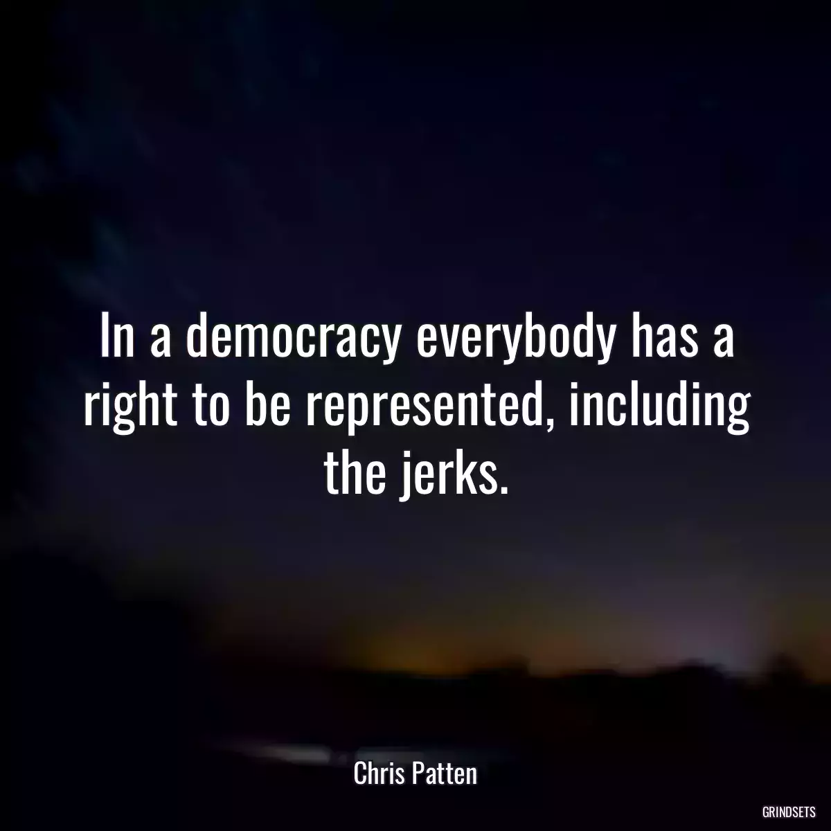 In a democracy everybody has a right to be represented, including the jerks.