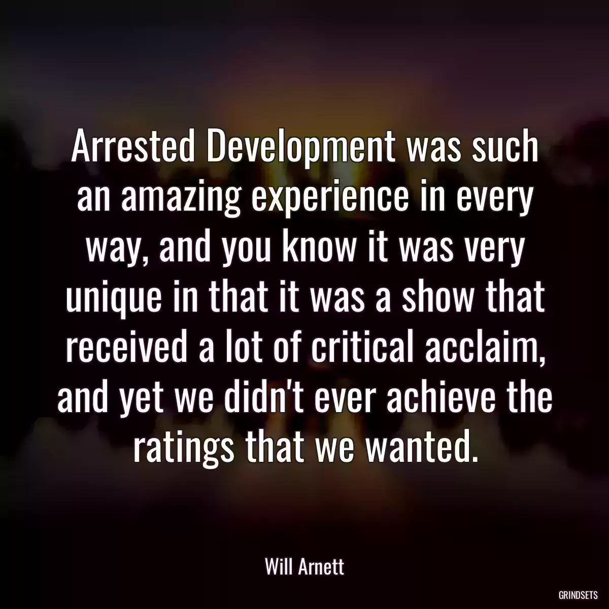 Arrested Development was such an amazing experience in every way, and you know it was very unique in that it was a show that received a lot of critical acclaim, and yet we didn\'t ever achieve the ratings that we wanted.