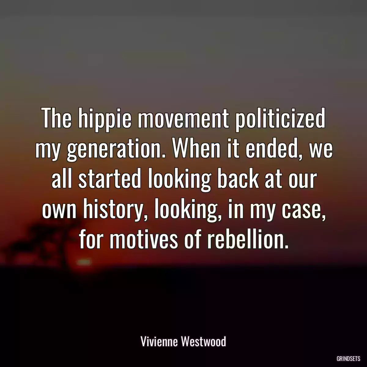 The hippie movement politicized my generation. When it ended, we all started looking back at our own history, looking, in my case, for motives of rebellion.